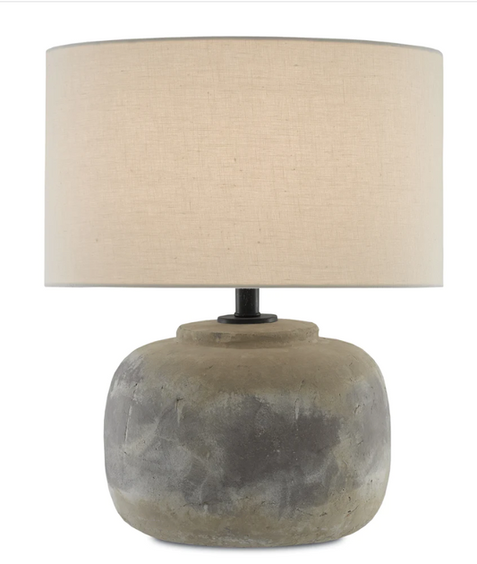 BETON CONCRETE TABLE LAMP WITH LIGHT BEIGE LINEN SHADE