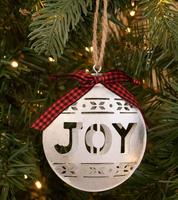 JOY RED/BLACK CHECK BOW ORNAMENT