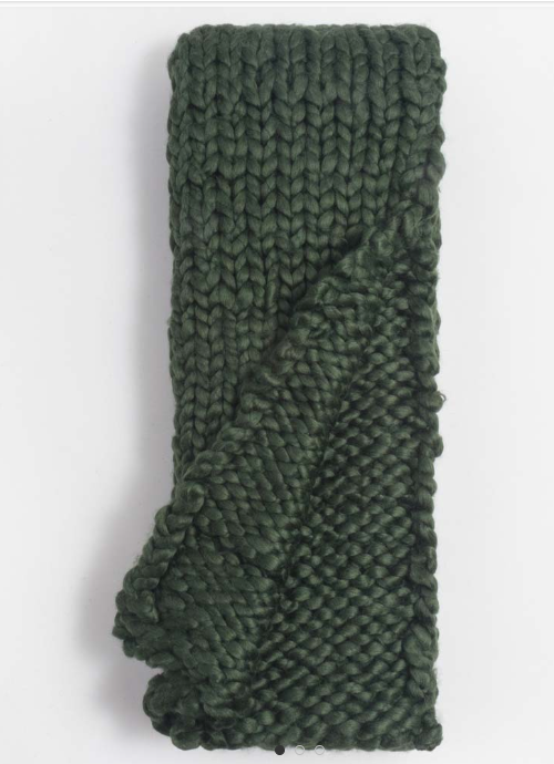 HANNAH CHUNKY KNIT THROW - KALE