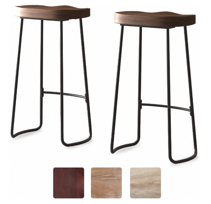 COUNTER HEIGHT 30" MODERN WOOD STOOL WITH FOOT REST - DARK BROWN FINISH