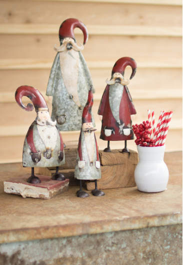 GALVANIZED AND PAINTED SANTAS