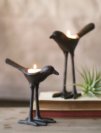 CAST IRON BIRD TEA-LIGHT HOLDER - SINGLE