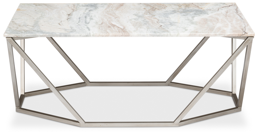 TRAPEZOID COFFEE TABLE WITH MARBLE TOP