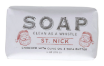 CLEAN AS A WHISTLE HOLIDAY SCENTED TRIPLE MILLED BAR SOAP - ST.NICK