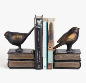 BIRD ON BOOKS BOOKEND SET