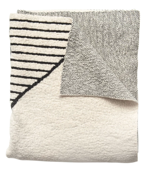 BLOOMINGVILLE COTTON KNIT THROW - BLACK AND WHITE