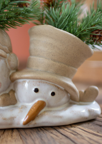 CERAMIC SNOWMEN PLANTER