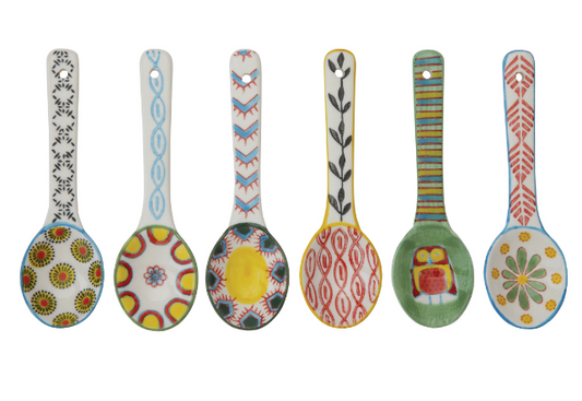 HAND-PAINTED CERAMIC SPOONS - ASSORTED PATTERNS