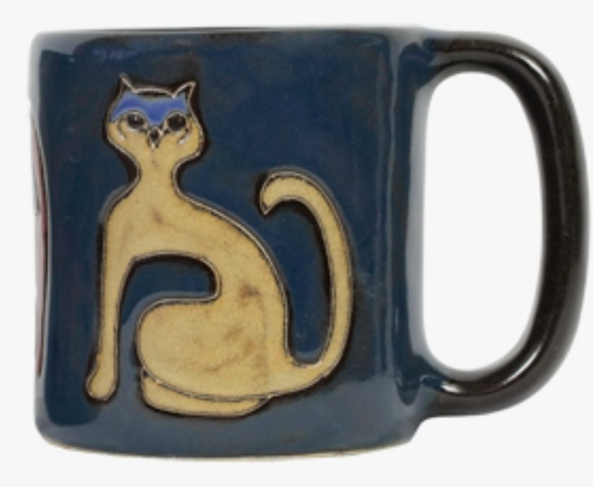 MARA STONEWARE CATS MUG - BLUE