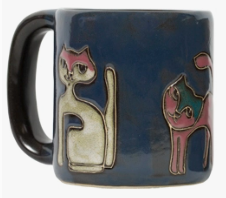 MARA STONEWARE CATS MUG - BLUE