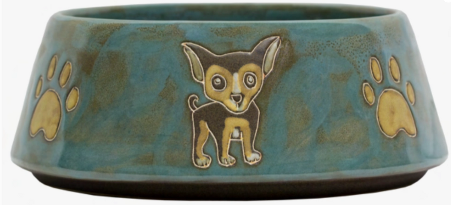 MARA STONEWARE DOG DISH LARGE - GREEN