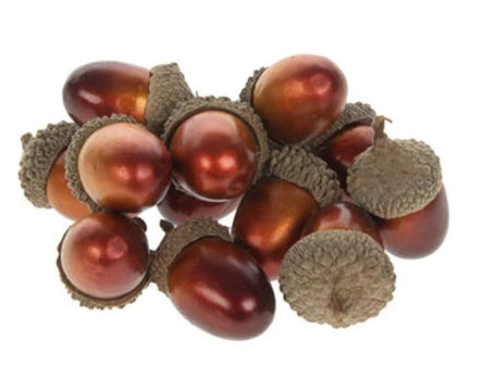 FAUX METALLIC ACORNS - 16 PIECERS