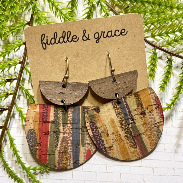 FIDDLE & GRACE WOOD AND CORK EARRINGS