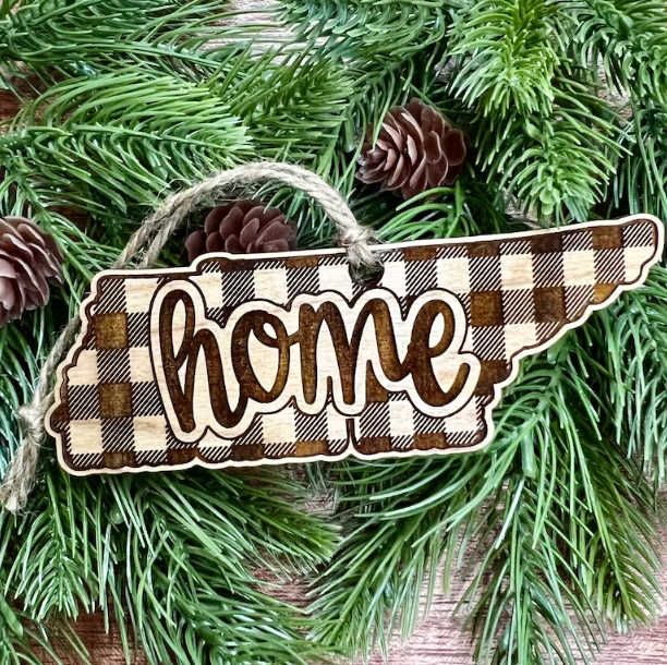 FIDDLE & GRACE BUFFALO PLAID TN HOME CHRISTMAS ORNAMENT