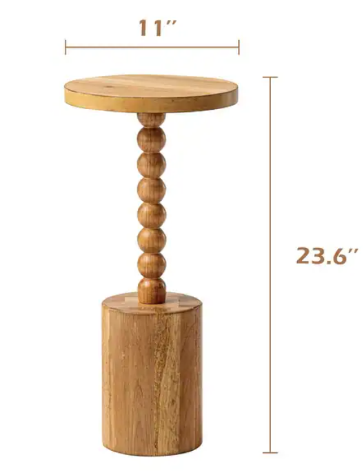 WOOD PEDESTAL SIDE TABLE