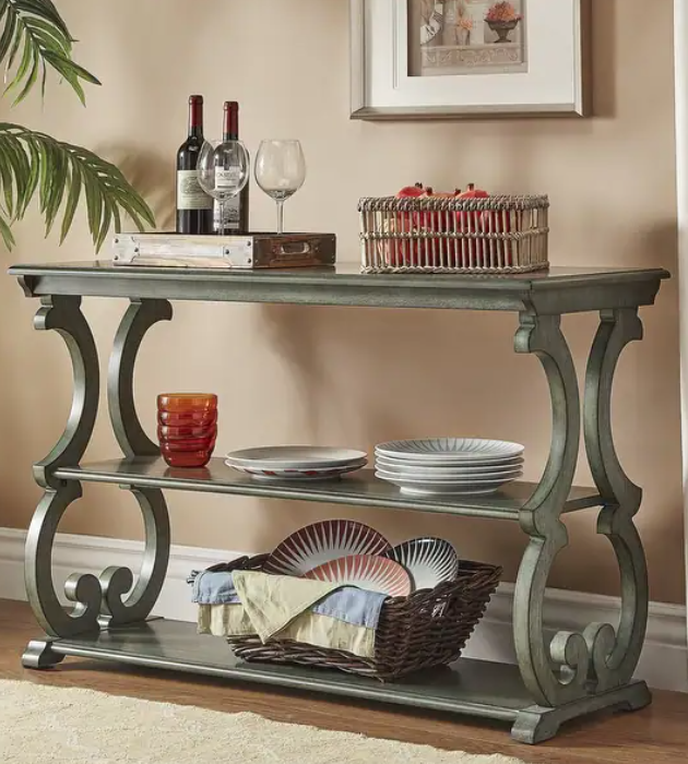 WOOD SCROLL ENTRY TABLE