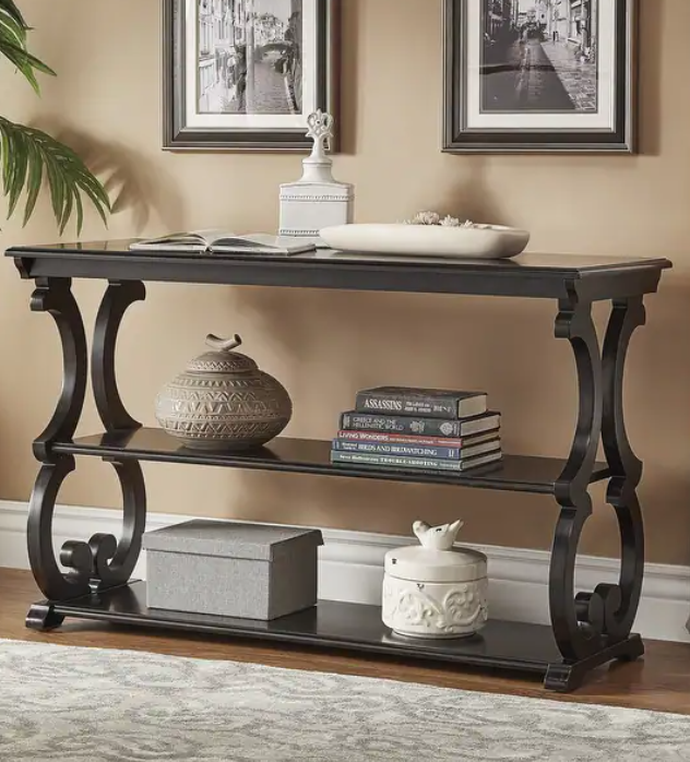 WOOD SCROLL ENTRY TABLE