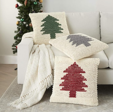 CHRISTMAS TREE LOOPS 22x22 THROW PILLOW