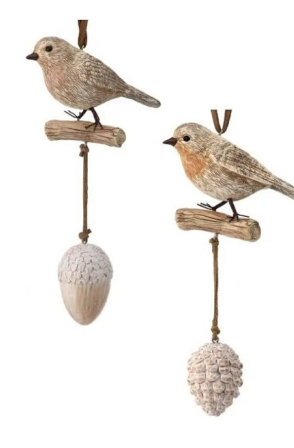 WINTER BIRD ON BRANCH ORNAMENT