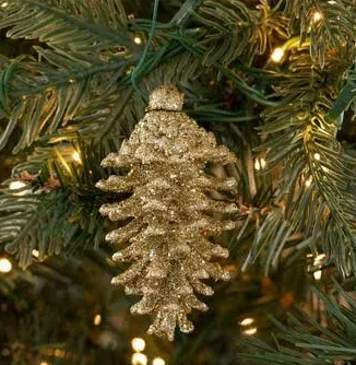 GOLD GLITTER PINECONE ORNAMENT