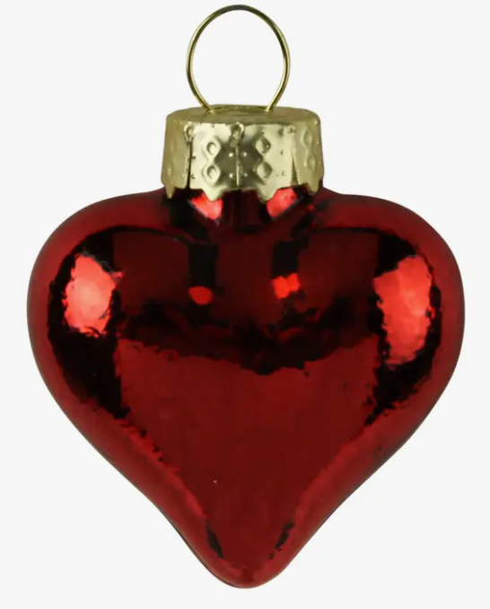 HEART GLASS ORNAMENT - SET OF 12