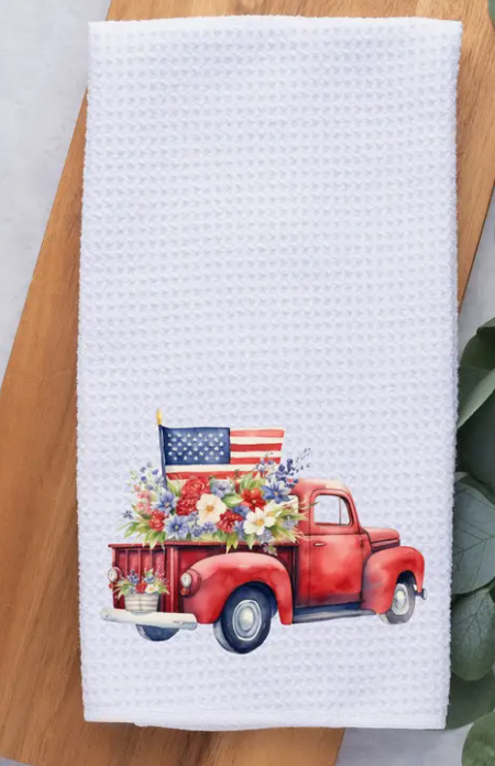 PATRIOTIC TRUCK KITCHEN TOWEL