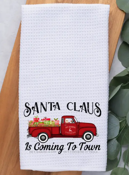 SANTA CLAUS IS COMING KITCHEN TOWEL