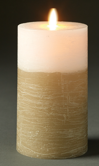 LIGHTLI MOVING FLAME LED CANDLE - FAWN/WHITE DISTRESSED