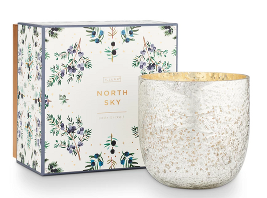 ILLUME NORTH SKY SANDED MERCURY GLASS CANDLE