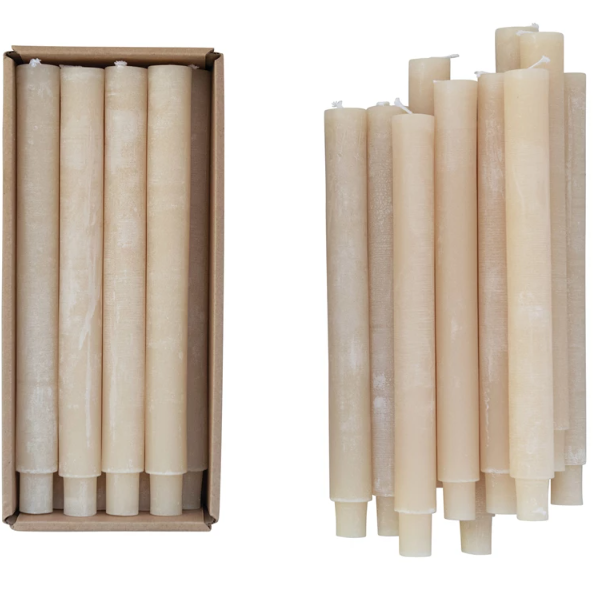 UNSCENTED TAPER CANDLES - POWDER FINISH - SOLD INDIVIDUALLY