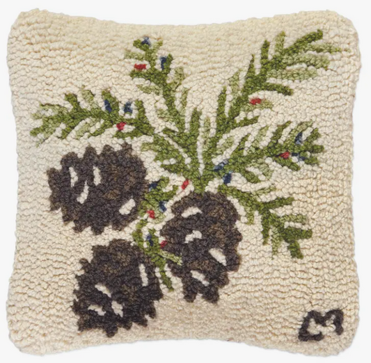 PINECONES AND BERRIES HOLIDAY WOOL PILLOW