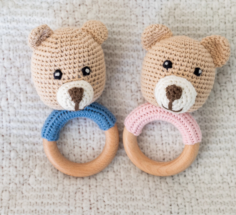 BEAR HAND CROCHET BABY RATTLE