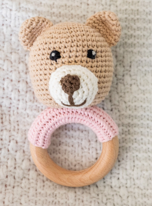 BEAR HAND CROCHET BABY RATTLE