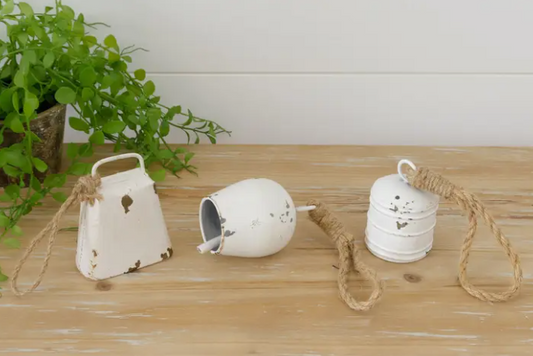 DISTRESSED COW BELLS - WHITE