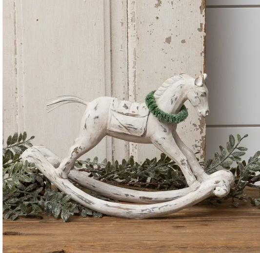 DISTRESSED WHITE ROCKING HORSE