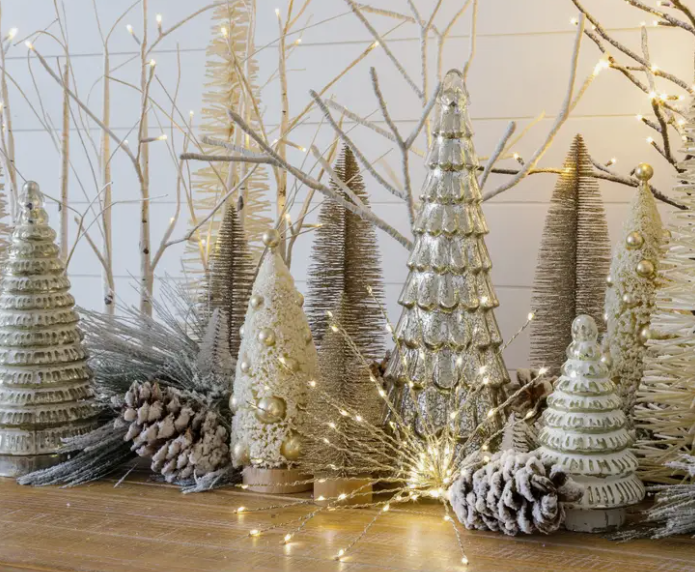 FROSTED MERCURY GLASS CHRISTMAS TREES