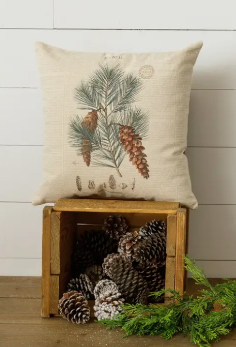 WINTER PINECONE BOTANICAL HOLIDAY PILLOW