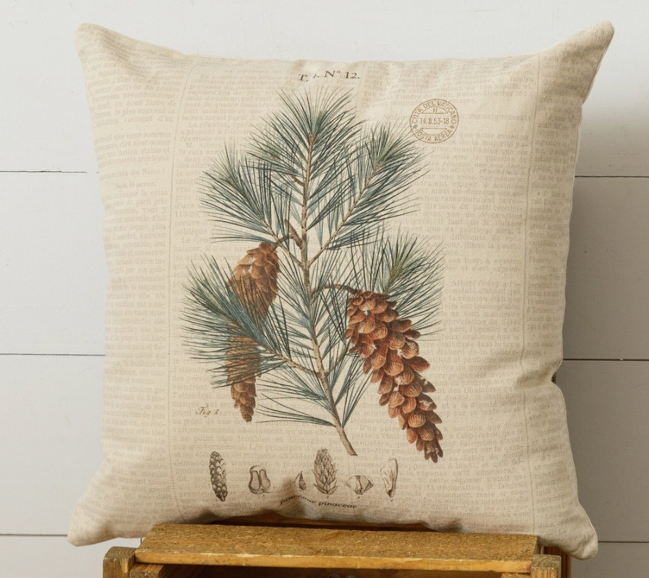 WINTER PINECONE BOTANICAL HOLIDAY PILLOW