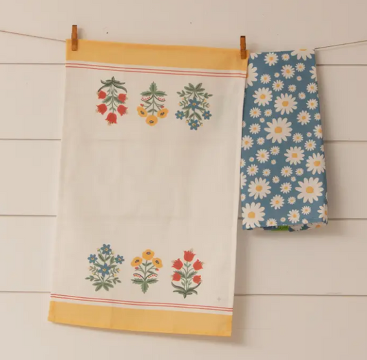 VINTAGE STYLE FLORAL TEA TOWELS -PKG 2