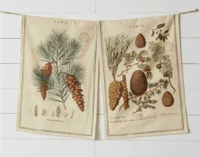 HOLIDAY WINTER BOTANICAL TEA TOWELS -PK 2