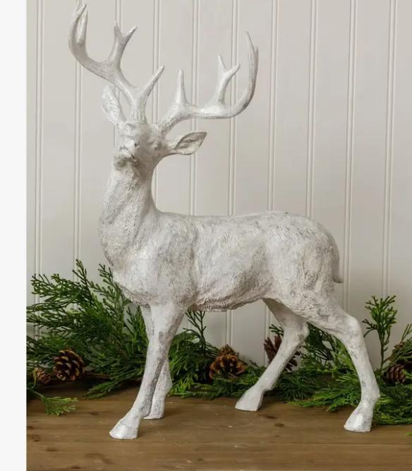 HOLIDAY WHITE AND SILVER BUCK DEER