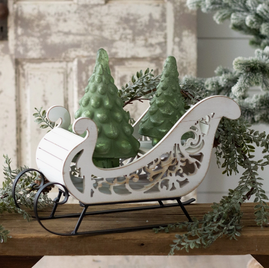 WINTER WHITE SCROLLED SLEIGH