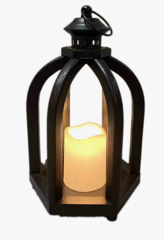 RUSTIC WOOD LED CANDLE LANTERN