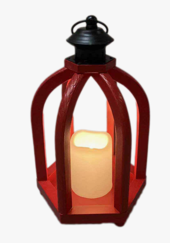 RUSTIC WOOD LED CANDLE LANTERN