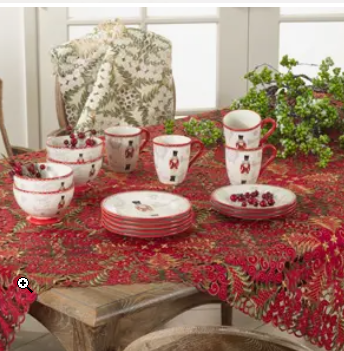 CHRISTMAS TREE CUTWORK RED TABLE RUNNER