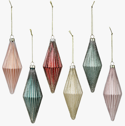 RIBBED RHOMBUS ORNAMENTS - ASSORTED COLORS