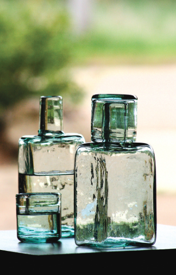 BEDSIDE WATER CARAFE AND DRINKING GLASS