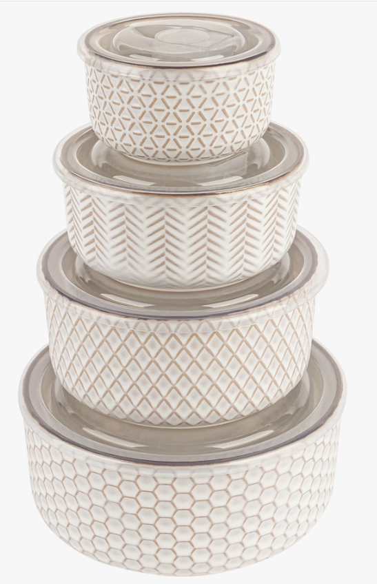 KOOK CERAMIC NESTING BOWLS WITH LIDS - SET OF 4