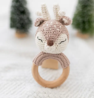 HOLIDAY HAND CROCHET RATTLES - ELK DEER