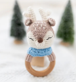 HOLIDAY HAND CROCHET RATTLES - ELK DEER